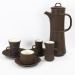 JENS QUISTGAARD for DANSK Design, a 1950s' Flamestone IHQ, matte brown coffee set, 38 pieces