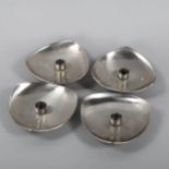 4 Danish mid-century stainless steel taper holders, makers mark to base Good condition