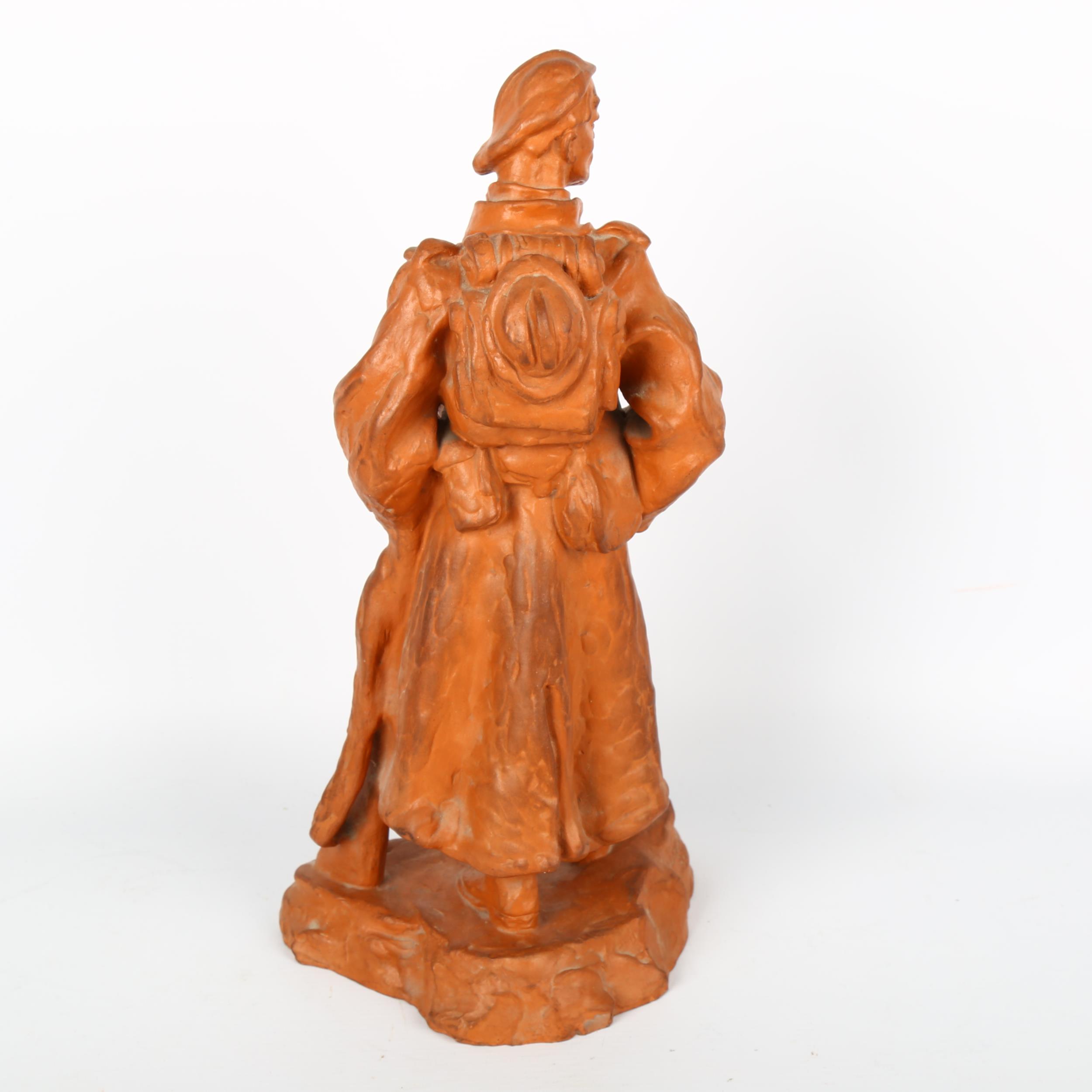 RUDOLF HLAVICA, (1897-1971), a terracotta pottery sculpture of a soldier by Pexider, Czechoslovakia, - Image 2 of 3