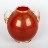 SEGUS, VETRI D'ARTE, Murano, a red sommerso vase with gold foil inclusion, height 15cm Good