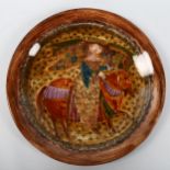 F A STOCKER, a mid-century Art Pottery plate with woman on horse decoration, Nimes, France,1960s,