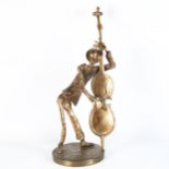 YVES LOHE, a gilded bronze Double Bass player, LOHE impressed to base, height 54cm Good condition