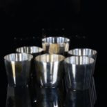 SIGUARD BERNADOTTE for Gense, a set of five silver plated vodka beakers, and one other larger beaker