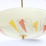 A 1950s' glass shade Pendant lamp, diameter 55cm Good condition, rewired and tested