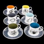 A vintage Susie Cooper Black Fruit range coffee set of 6cans and saucers Good condition, no chips,