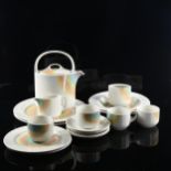 Midwinter, Style range, a tea-set for 4 with 2 dinner plates and bowls, in a rainbow pattern,