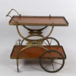 An 1950s' ornate French style bar cart, with bronzed metal frame, 76 x 50cm, height 76cm In good