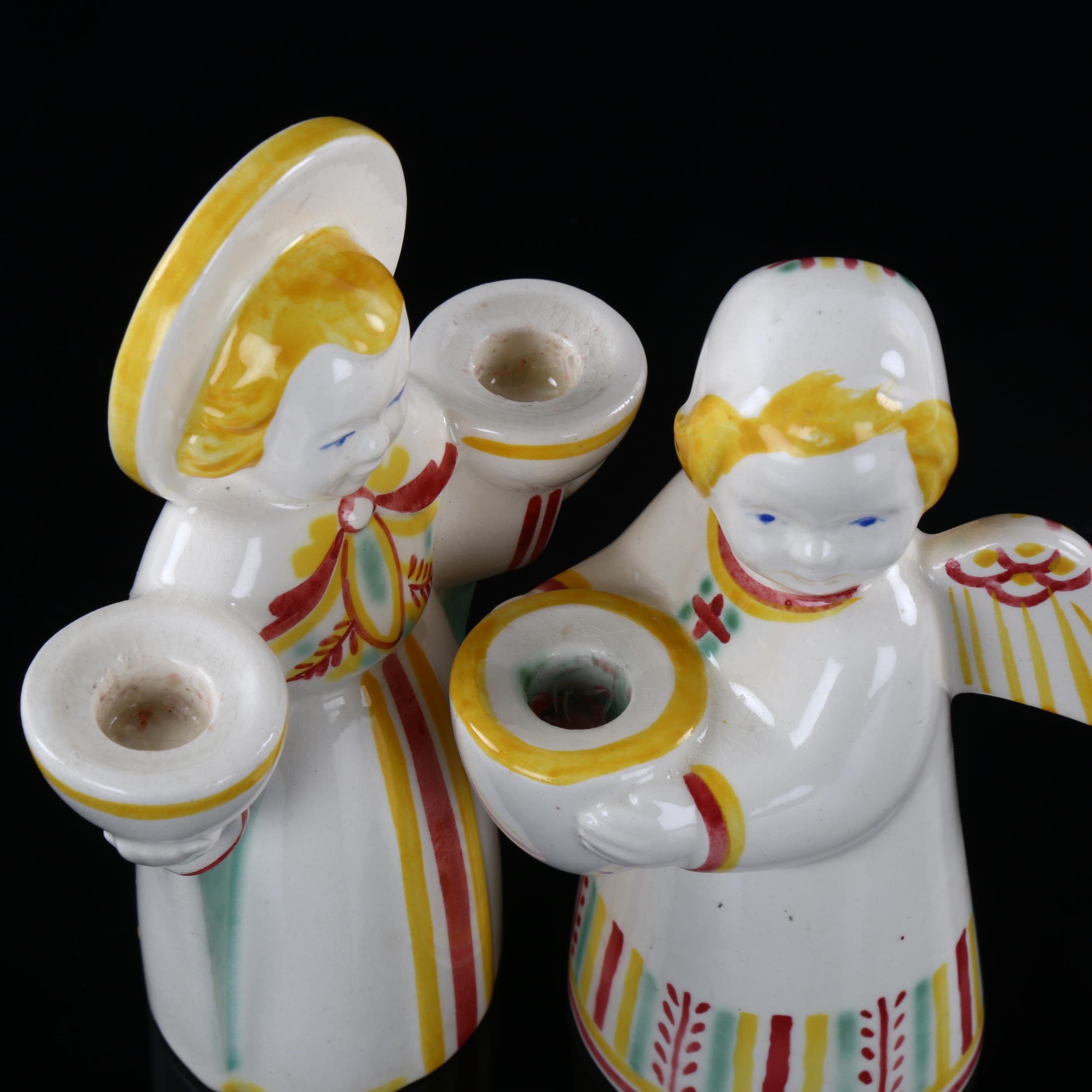 A pair of Royal Copenhagen Christmas Angel candle holders, makers marks to base, tallest 13cm Good - Image 4 of 4