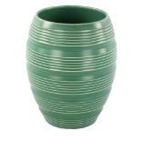 KEITH MURRAY for Wedgwood, a 1930s' ribbed vase in Matt Green, makers marks to base, height 17.5cm