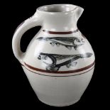 SVEND BAYER, a large 1970s' studio pottery hand painted jug, height 32cm Good condition, no chips,
