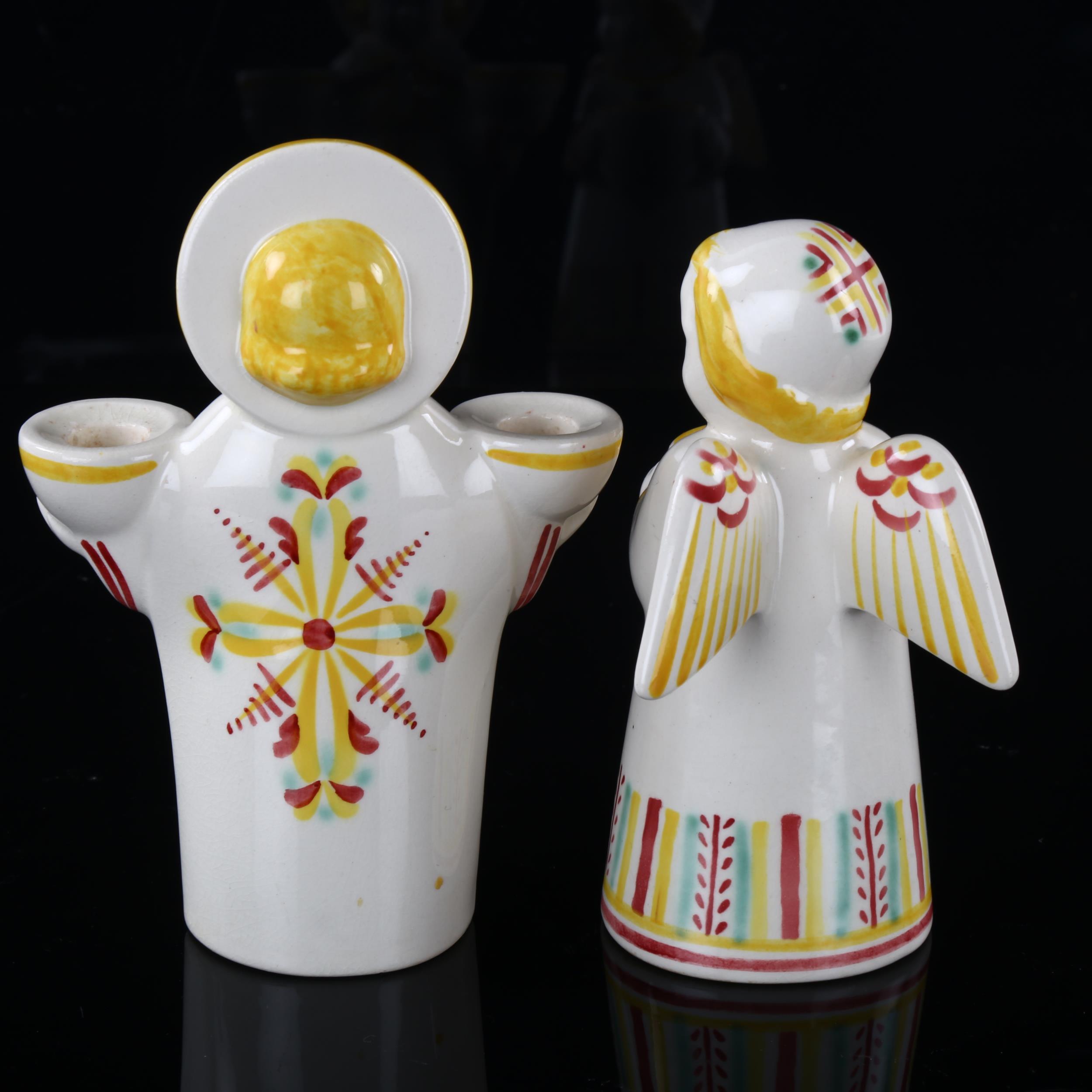 A pair of Royal Copenhagen Christmas Angel candle holders, makers marks to base, tallest 13cm Good - Image 3 of 4