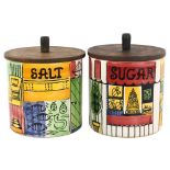 ANITA NYLUND for Jie Gantofa, Sweden, 2 ceramic storage jars with teak lids, height 15cm Jars in