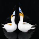 PAUL MILLER for Langham Glass, a pair of sculpted glass Gannets, with original labels, signed to