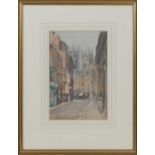 Nora Davison (1881-1930), York towards the Minster, watercolour, signed, 30cm x 20cm