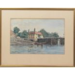 Sir James Charles Inglis (1851-1911), Toll house on Putney Bridge, watercolour, signed with a