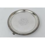 George III silver card tray, by William Shard, London 1817, circular form with gadrooned edge,