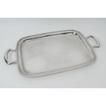 Continental silver serving tray, probably Spanish, circa 1935 - 60, rectangular form with twin