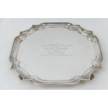 George V silver presentation salver, of local interest, by The Goldsmiths and Silversmiths