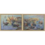 George Ayling (1887-1960), Pair, North Devon harbour, watercolours, signed, 32cm x 44cm