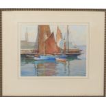 James Edward Duggins (1881-1968), In Brixham Harbour, watercolour, signed, 23cm x 29cm