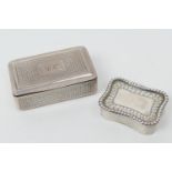 George IV silver snuff box by Joseph Taylor, Birmingham 1825, rectangular form with engine turned