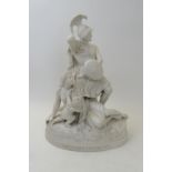 Victorian large parian figure group 'Innocence Protected' by William Beattie, circa 1860, height