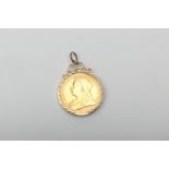 Victorian sovereign, 1897, within a 9ct gold pendant mount, gross weight approx. 9.4g