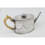 Victorian silver presentation teapot, by Henry Holland, London 1873, oval shape engraved with