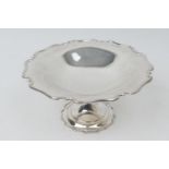 Edwardian silver tazza, Sheffield 1907, shallow shaped circular bowl over a trumpet foot, 21cm