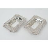 Pair of Edwardian silver bonbon dishes, Birmingham 1904, of pierced rectangular form repousse