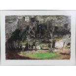 John Piper (1903-92), Ludlow castle, coloured screen print, limited edition numbered 84/100,