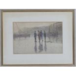 Albert Adams (early 20th Century), Fishermen at a quayside, watercolour, signed, 18cm x 28cm