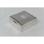 Modern silver cigarette box, Birmingham 1965, square form with engine turned decoration around a