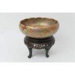 Japanese Satsuma millefleurs bowl, Taisho (1912-26), having a petalled rim and decorated inside