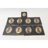 Series of George IV family silhouettes, dated 1828, painted in ink with gilt highlights, inscribed
