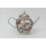 Chinese Mandarin patterned export teapot and cover, late 18th Century, decorated in figures in