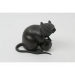 Japanese bronze rat, late Meiji (1868-1912), finely detailed, dark brown patina, height 12cm