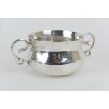 Edwardian silver porringer Herbert Charles Lambert, London 1902, hammered baluster form with twin