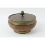 Provincial brass mounted burr elm mazer covered bowl, late 18th or early 19th Century, 34cm diameter