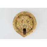 Modern cast gilt brass fountainhead, formed as a lion's mask, 26cm