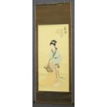A number of Japanese scroll paintings, comprising a Japanese landscape in the manner of Chikusui,