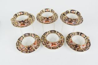 Six Royal Crown Derby teacups and saucers, circa 1909-13, pattern 2451