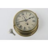 Sewill of Liverpool, brass bulkhead clock, 13.5cm dial with Roman numerals, subsidiary seconds, 17cm