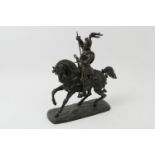 Continental bronze figure of a knight on horseback, circa 1900, height 35cm, mid-brown patination
