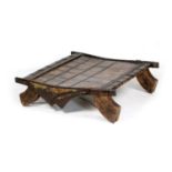Southern Indian rustic metal bound ox-cart panel repurposed as a coffee table, 19th Century and