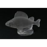 Lalique Perche car mascot, moulded clear and frosted glass, engraved mark 'Lalique France',