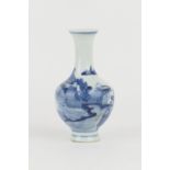 Chinese blue and white small baluster vase, 20th Century, decorated in the Kangxi style with