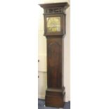 F Bayley, Uttoxeter, oak thirty hour oak longcase clock, later moulded cornice pierced with