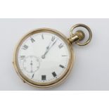 Zenith gold plated open face pocket watch, white enamelled dial with Roman numerals and subsidiary