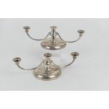 Pair of modern silver taper stick candelabra, Birmingham 1972, modernist in style, with loaded
